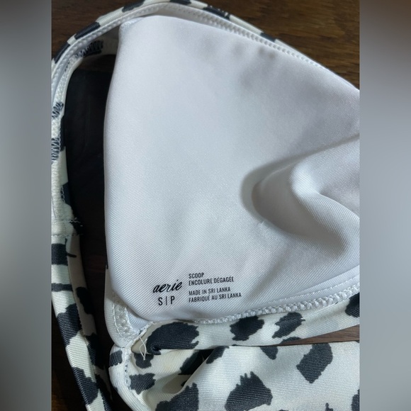 Aerie White with Gray Cheetah Print Bikini with High Rise Bottoms - Picture 5 of 6